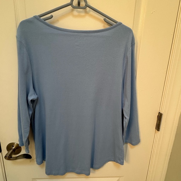 Chico’s Ultimate Tee, Size 2 or large, lite blue, 3/4 sleeves - Picture 5 of 9